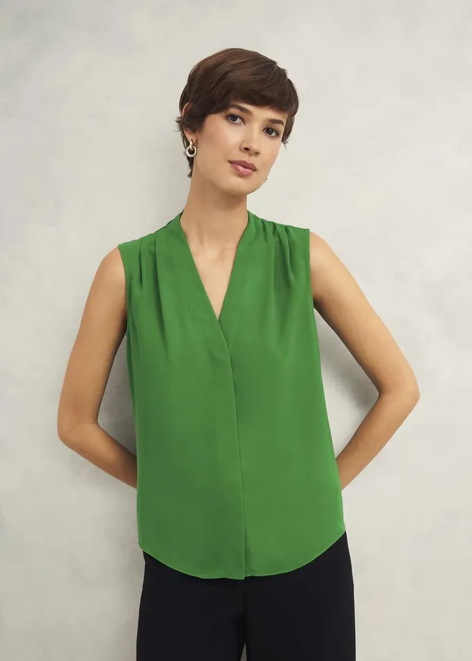 Women Tops Hobbs Poppy Blouse Lush Green
