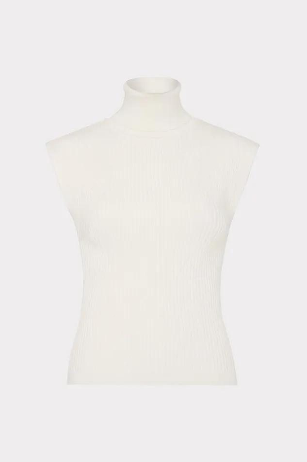 Women Tops Milly Kinley Sleeveless Turtleneck Top Ecru