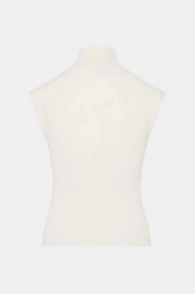 Women Tops Milly Kinley Sleeveless Turtleneck Top Ecru
