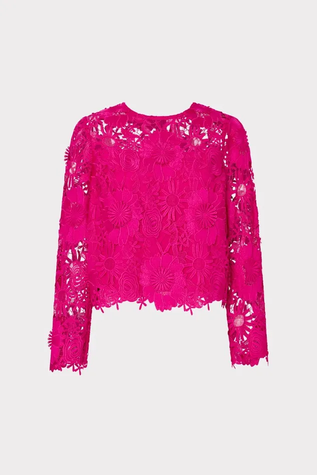 Women Tops Milly Nori Long Sleeve Lace Top Fuchsia