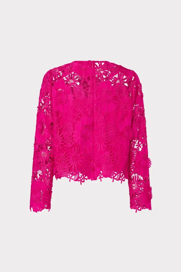 Women Tops Milly Nori Long Sleeve Lace Top Fuchsia