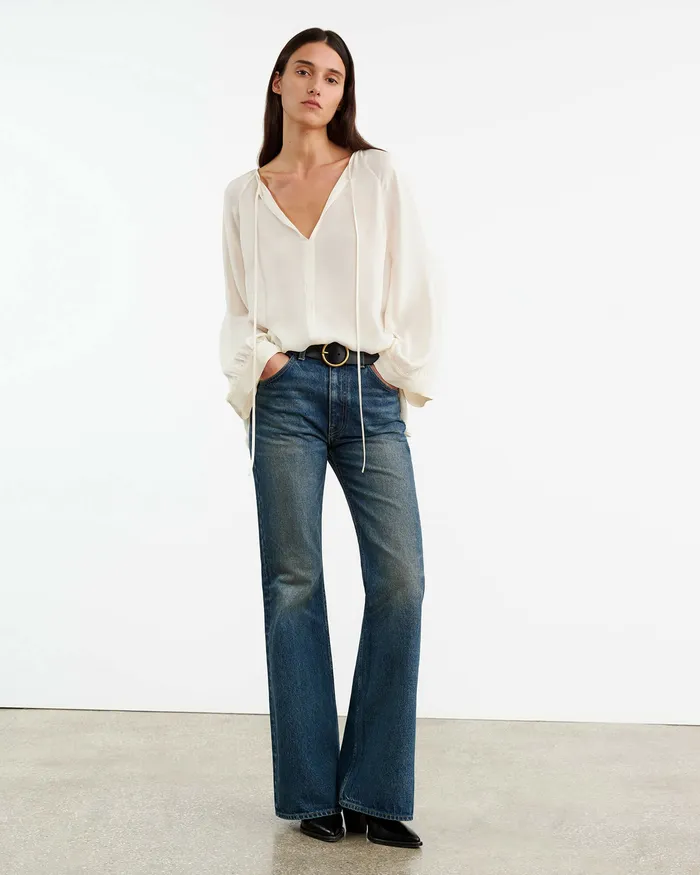 Women Tops Nili Lotan ACADIA SILK BLOUSE Ivory