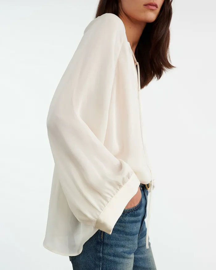 Women Tops Nili Lotan ACADIA SILK BLOUSE Ivory