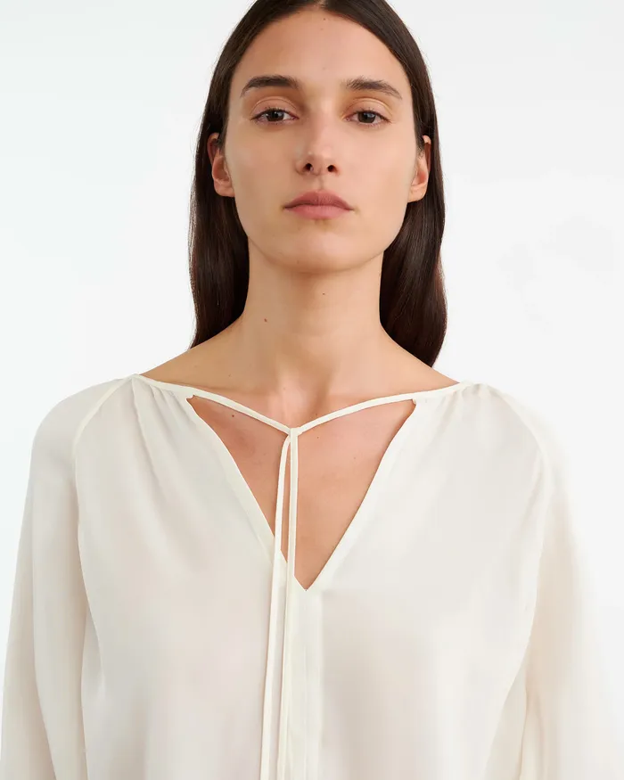Women Tops Nili Lotan ACADIA SILK BLOUSE Ivory