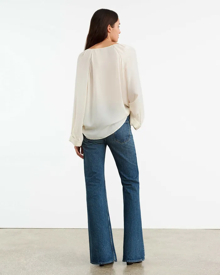 Women Tops Nili Lotan ACADIA SILK BLOUSE Ivory