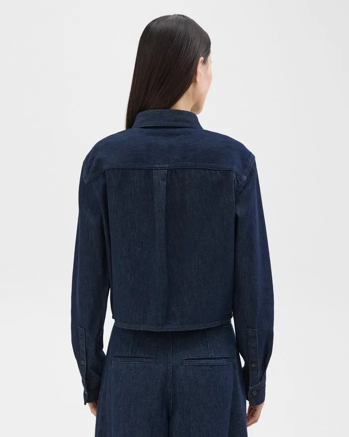 Women Tops Theory Cropped Shirt In Denim Indigo