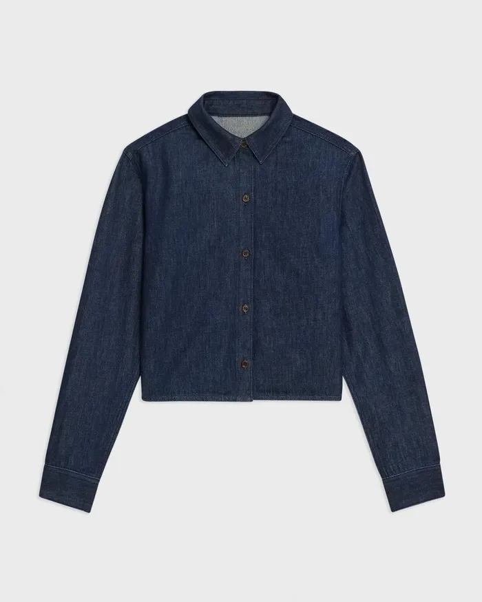 Women Tops Theory Cropped Shirt In Denim Indigo