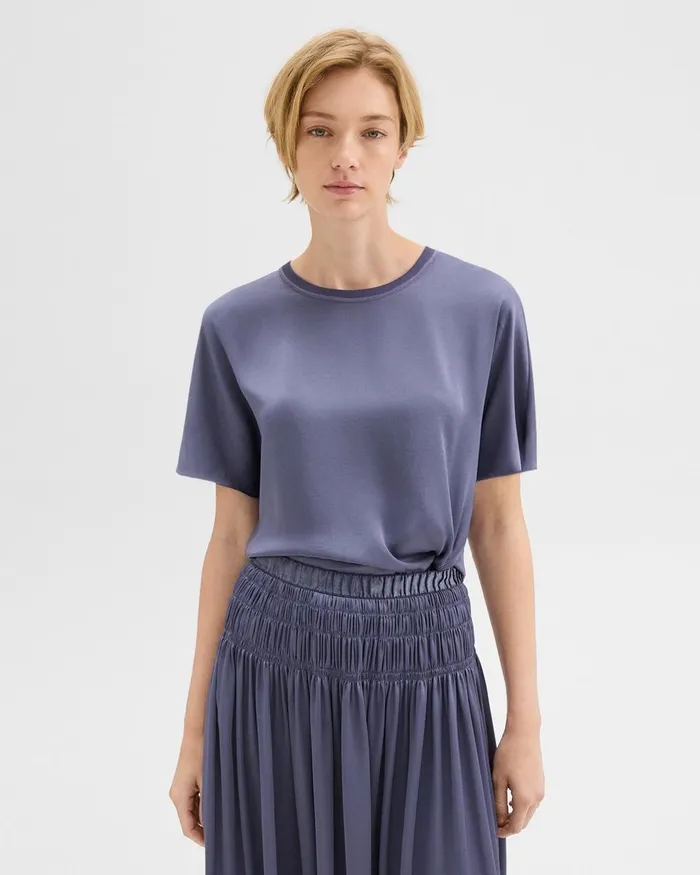 Women Tops Theory Dolman Sleeve Tee In Recycled Satin Aged Sapphire