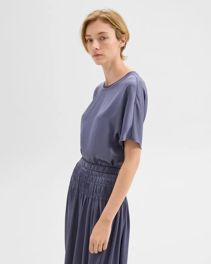 Women Tops Theory Dolman Sleeve Tee In Recycled Satin Aged Sapphire