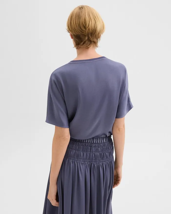 Women Tops Theory Dolman Sleeve Tee In Recycled Satin Aged Sapphire