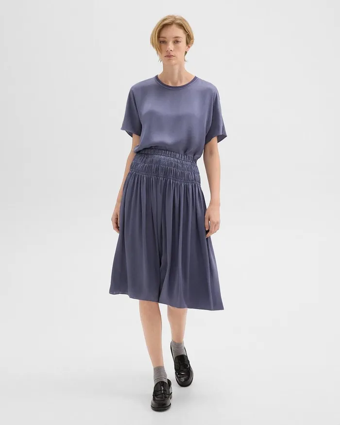 Women Tops Theory Dolman Sleeve Tee In Recycled Satin Aged Sapphire