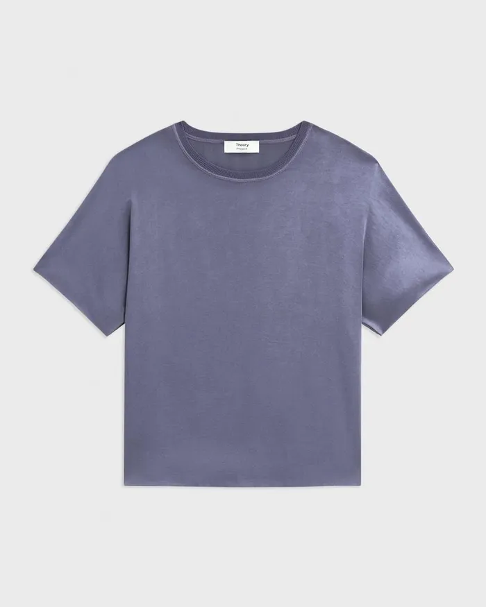 Women Tops Theory Dolman Sleeve Tee In Recycled Satin Aged Sapphire