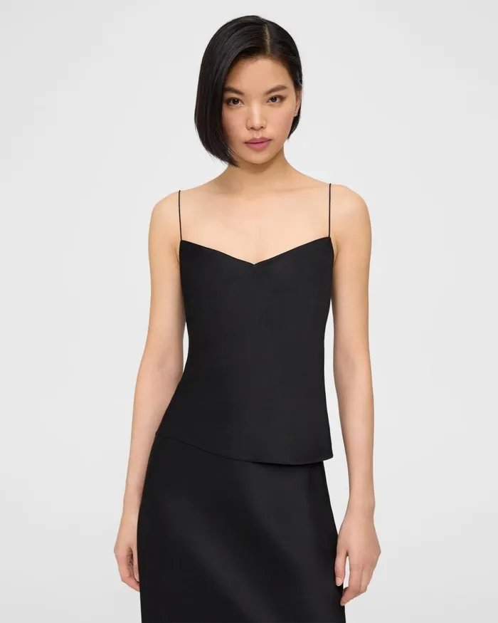 Women Tops Theory Draped Camisole In Satin Black