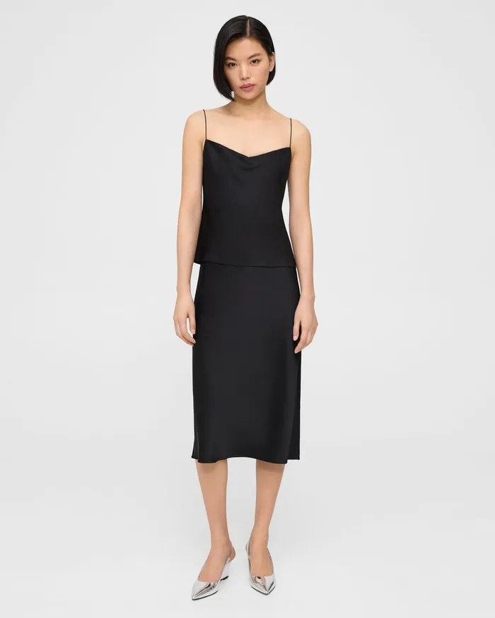 Women Tops Theory Draped Camisole In Satin Black
