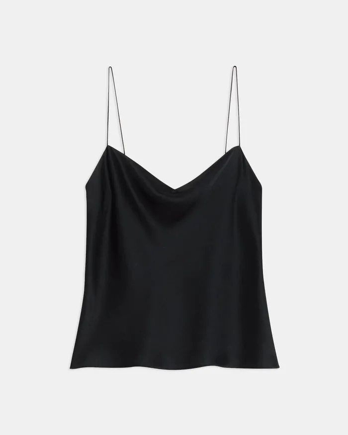 Women Tops Theory Draped Camisole In Satin Black