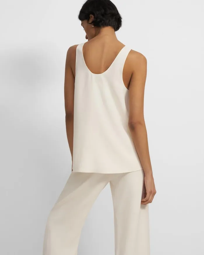 Women Tops Theory ScoopNeck Tank In Eco Rosina Crepe Cream Yellow
