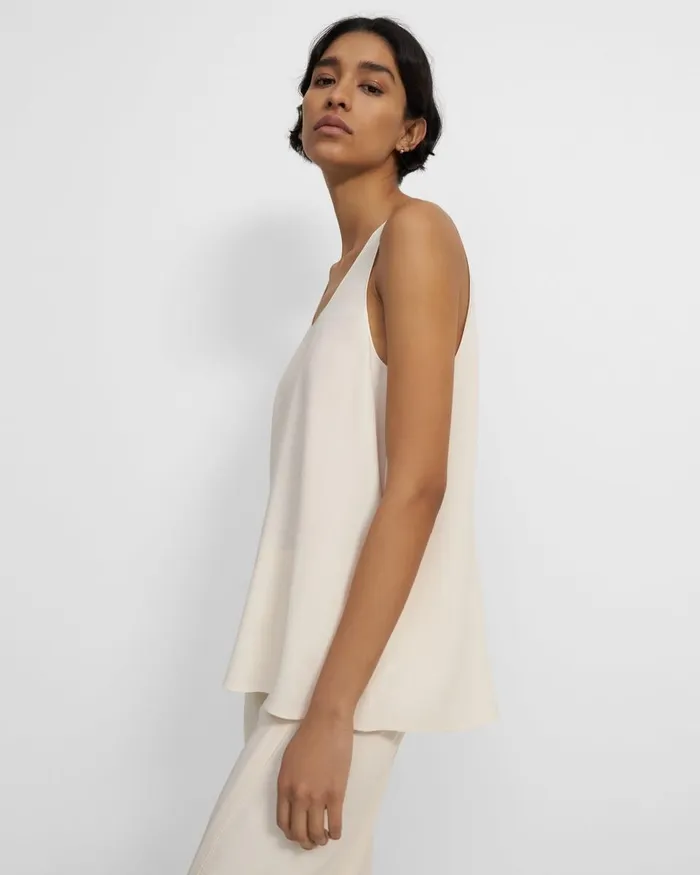 Women Tops Theory ScoopNeck Tank In Eco Rosina Crepe Cream Yellow