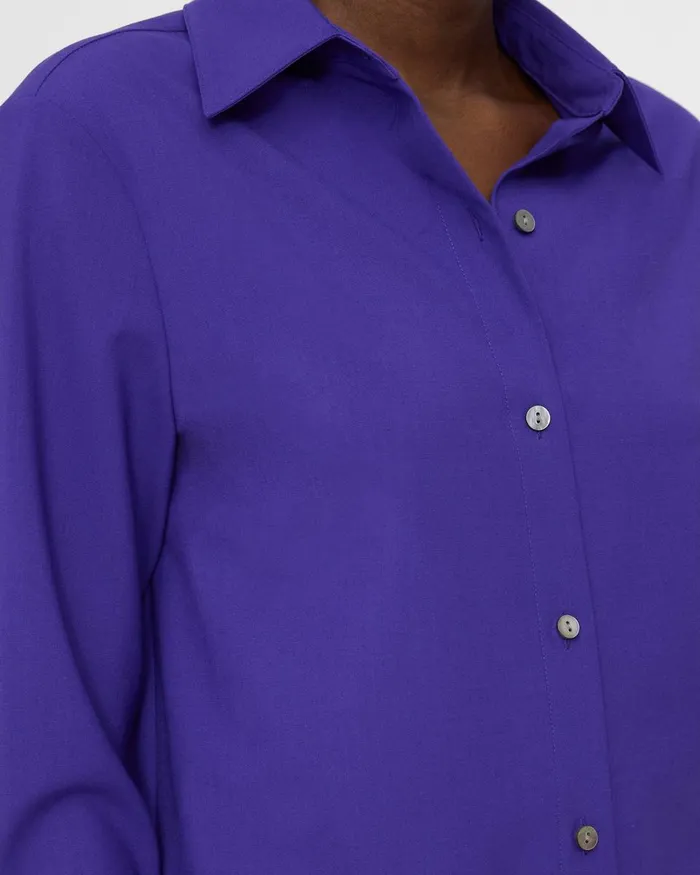 Women Tops Theory Straight Shirt In Good Wool Blue Iris