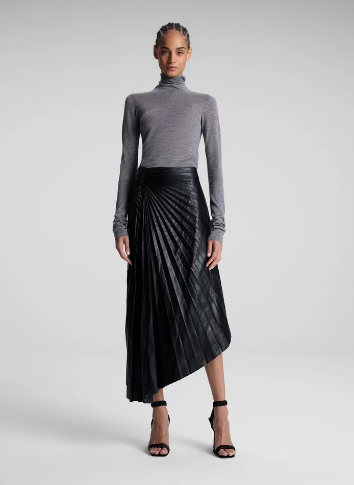 Women Tracy Textured Vegan Leather Skirt Black ALC Bottoms