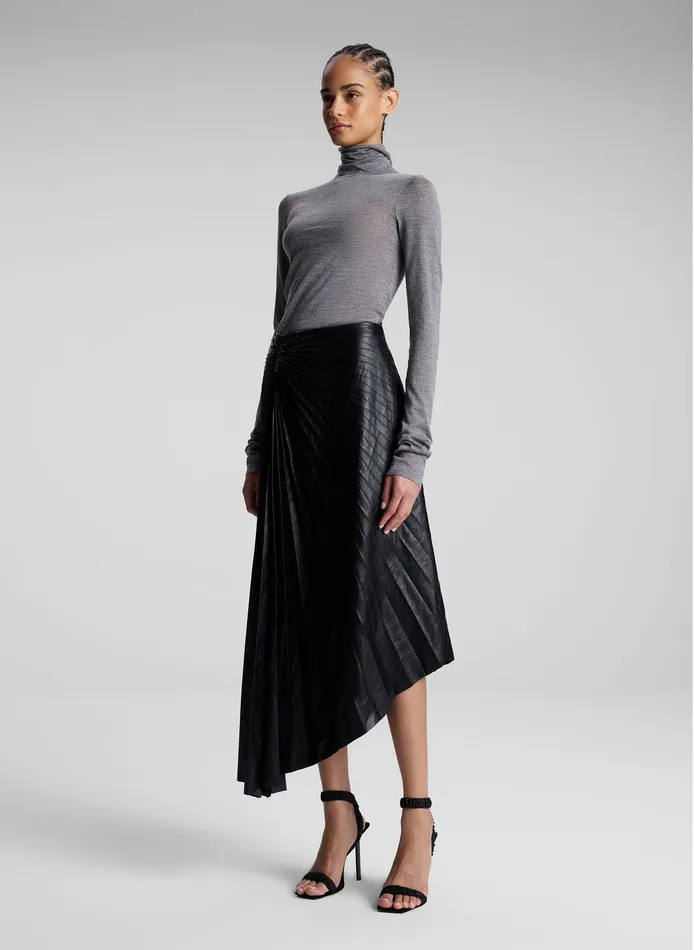 Women Tracy Textured Vegan Leather Skirt Black ALC Bottoms