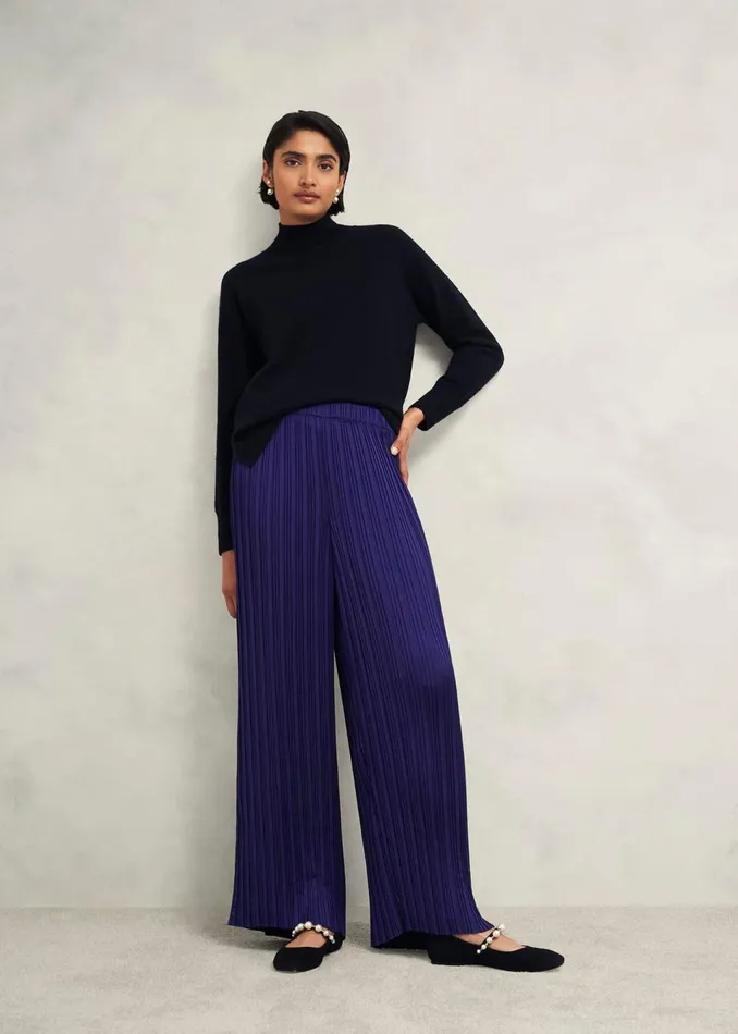 Women Trousers Hobbs Orla Pleated Trousers Rich Blue