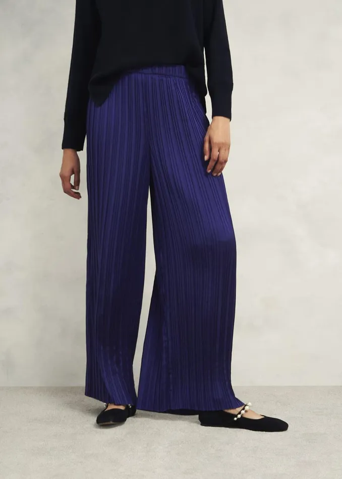 Women Trousers Hobbs Orla Pleated Trousers Rich Blue