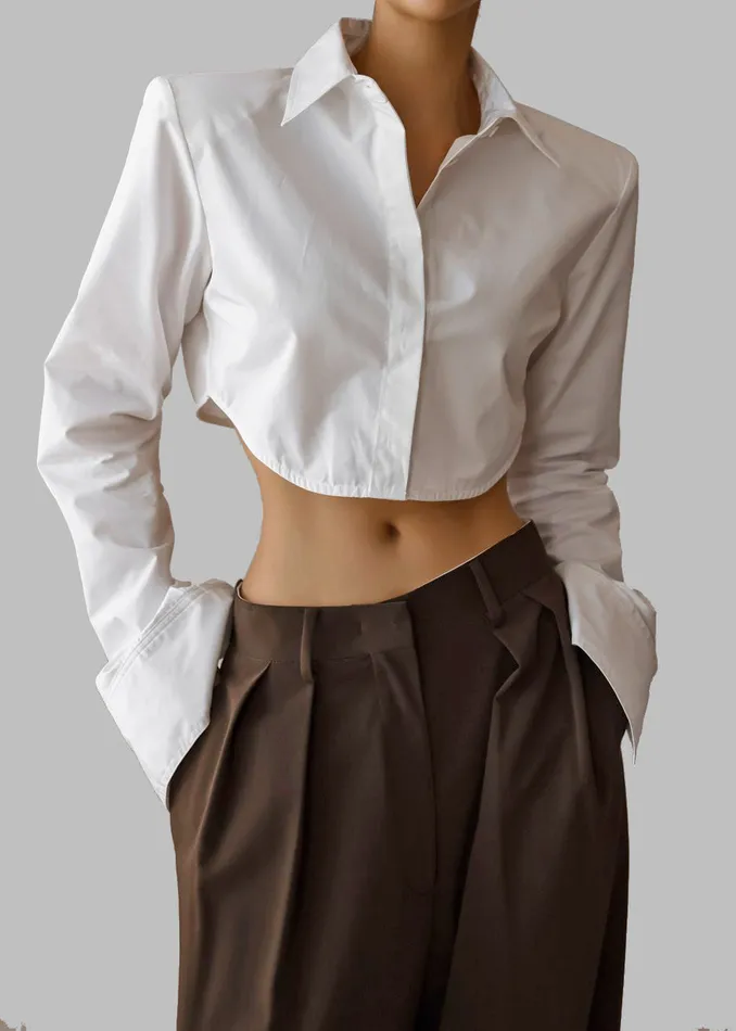 Women Uma Cropped Shirt 8211 White The Frankie Shop Tops