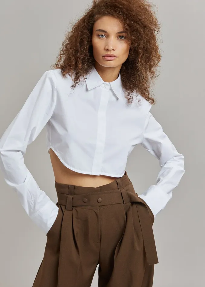 Women Uma Cropped Shirt 8211 White The Frankie Shop Tops