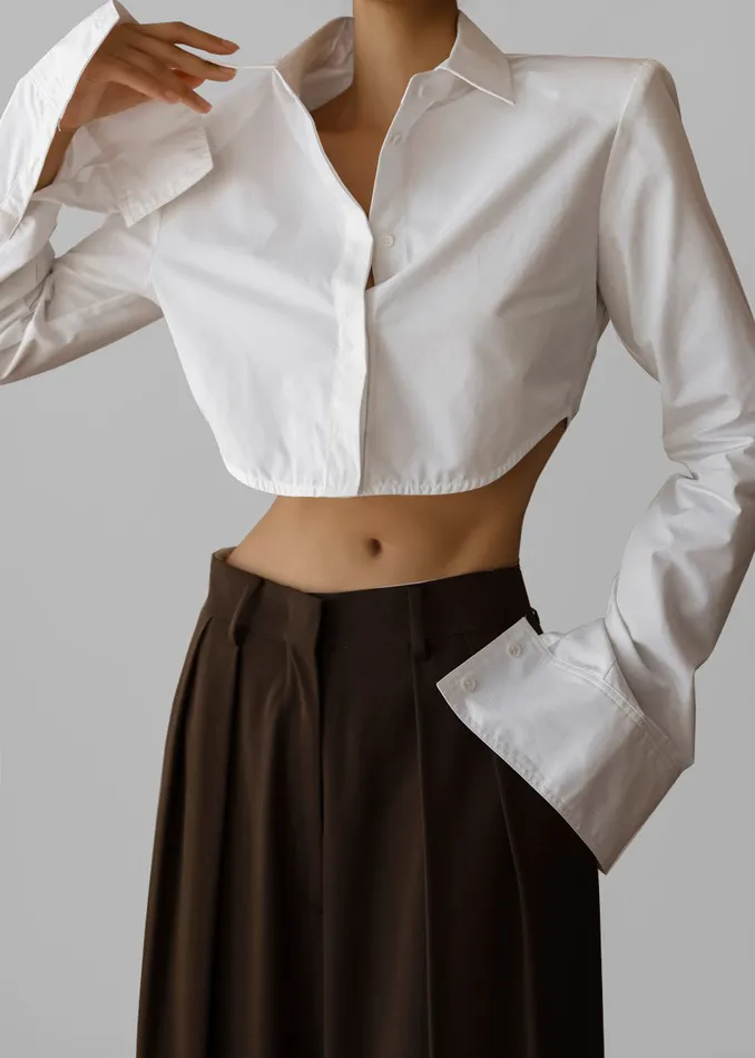 Women Uma Cropped Shirt 8211 White The Frankie Shop Tops