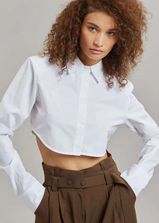 Women Uma Cropped Shirt 8211 White The Frankie Shop Tops