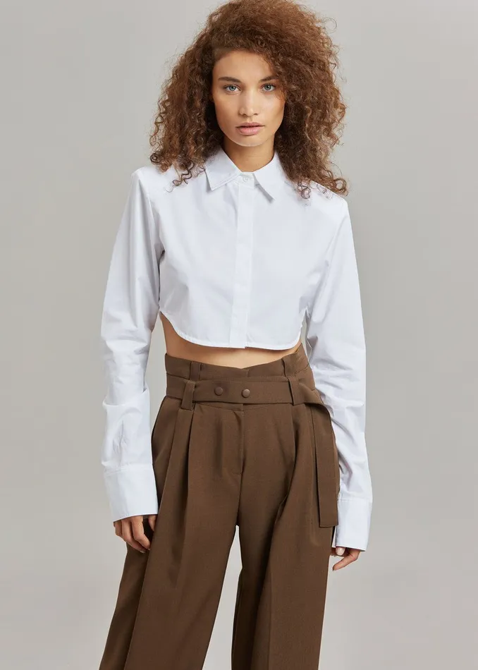 Women Uma Cropped Shirt 8211 White The Frankie Shop Tops