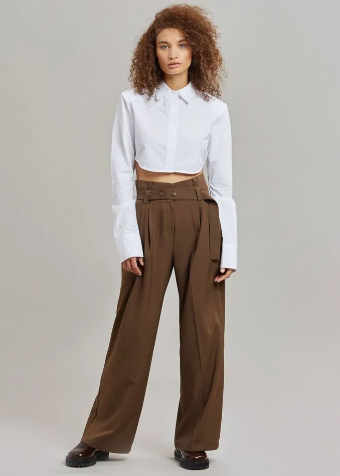 Women Uma Cropped Shirt 8211 White The Frankie Shop Tops