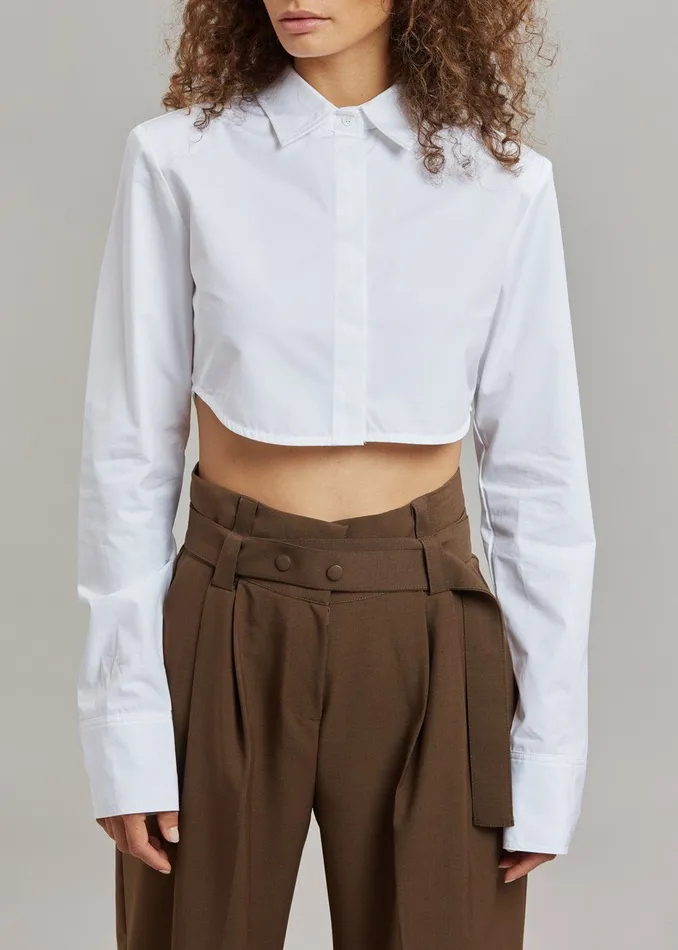 Women Uma Cropped Shirt 8211 White The Frankie Shop Tops