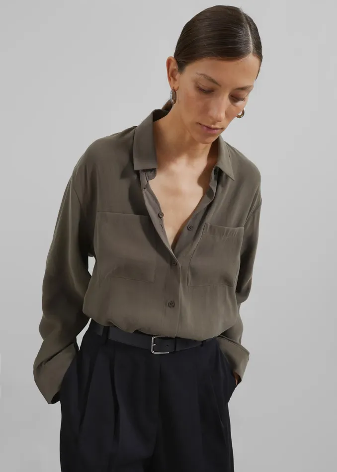 Women Valmiera Blouse 8211 Khaki The Frankie Shop Tops