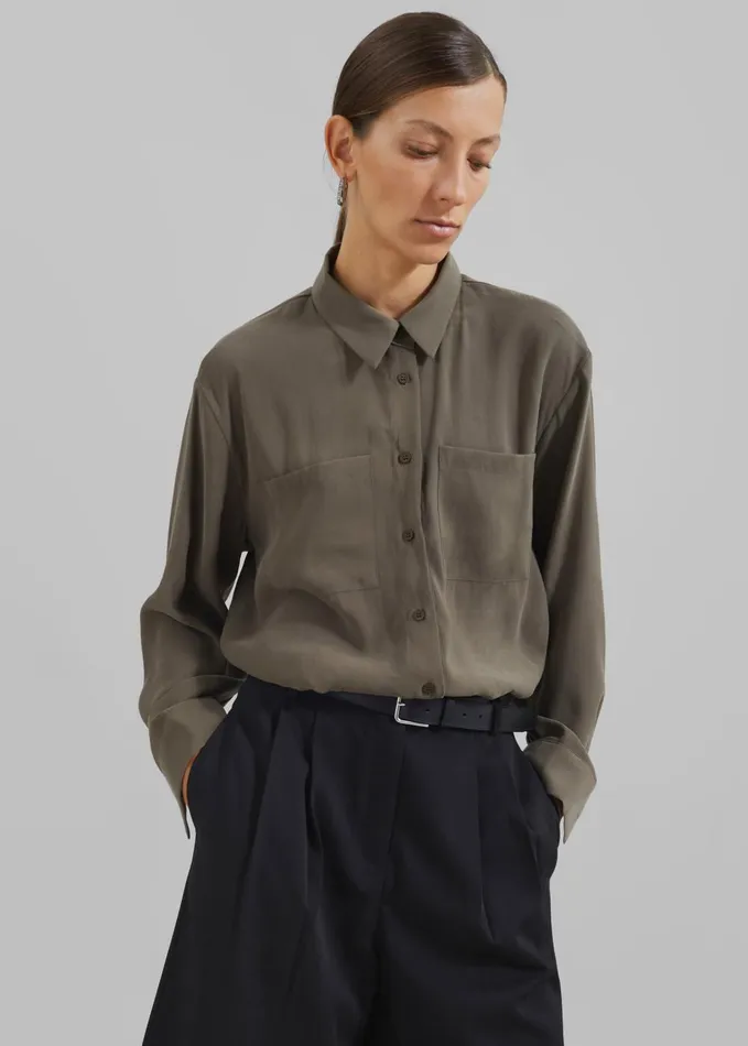 Women Valmiera Blouse 8211 Khaki The Frankie Shop Tops