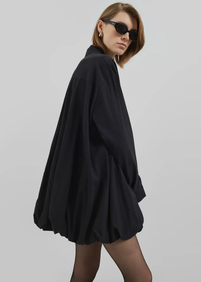 Women Venida Bubble Hem Shirt Dress 8211 Black The Frankie Shop Dresses