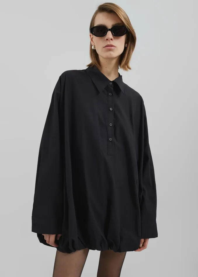 Women Venida Bubble Hem Shirt Dress 8211 Black The Frankie Shop Dresses