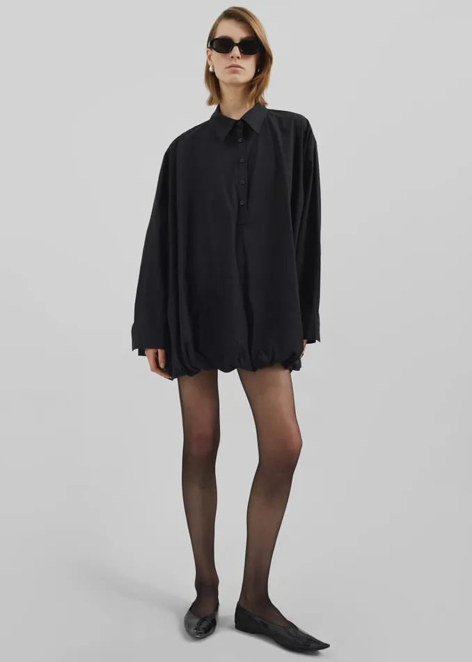 Women Venida Bubble Hem Shirt Dress 8211 Black The Frankie Shop Dresses