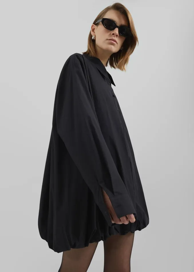 Women Venida Bubble Hem Shirt Dress 8211 Black The Frankie Shop Dresses