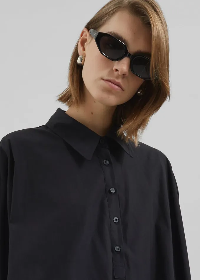Women Venida Bubble Hem Shirt Dress 8211 Black The Frankie Shop Dresses