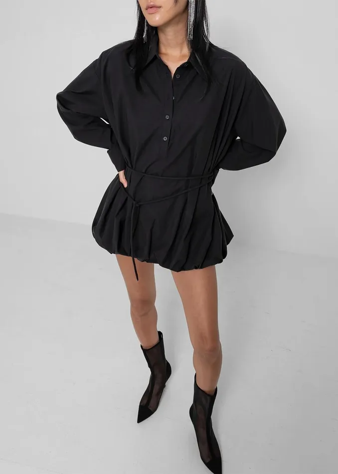 Women Venida Bubble Hem Shirt Dress 8211 Black The Frankie Shop Dresses