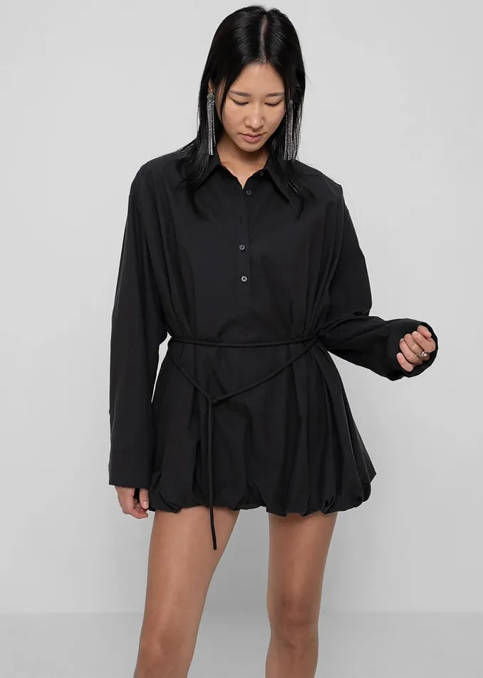Women Venida Bubble Hem Shirt Dress 8211 Black The Frankie Shop Dresses