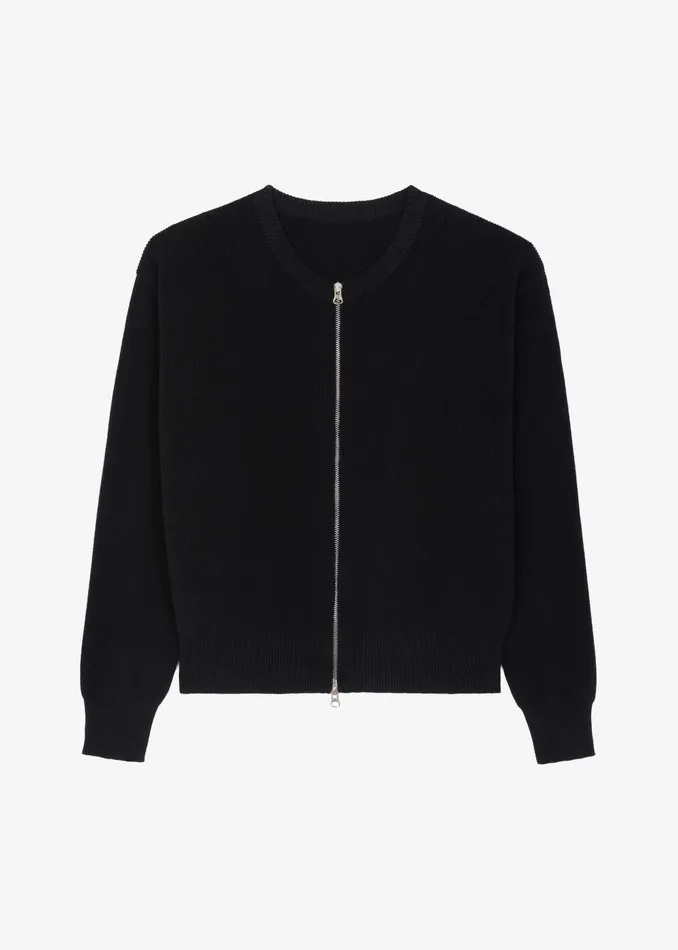 Women Veronica ZipUp Cardigan 8211 Black The Frankie Shop Knitwear