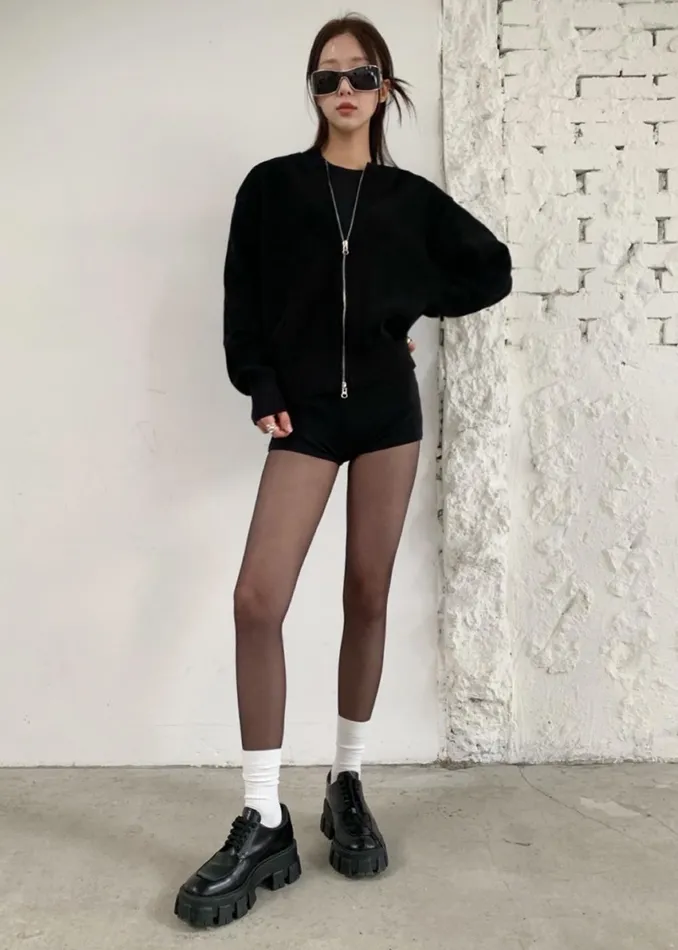 Women Veronica ZipUp Cardigan 8211 Black The Frankie Shop Knitwear