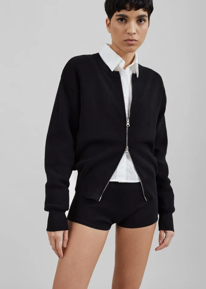 Women Veronica ZipUp Cardigan 8211 Black The Frankie Shop Knitwear