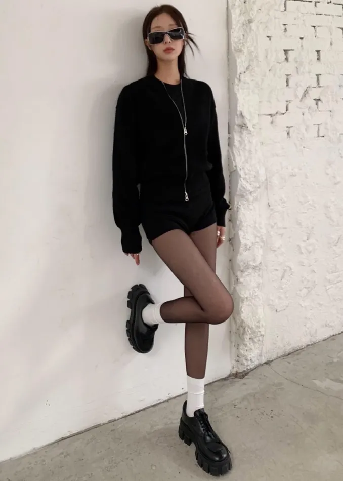 Women Veronica ZipUp Cardigan 8211 Black The Frankie Shop Knitwear
