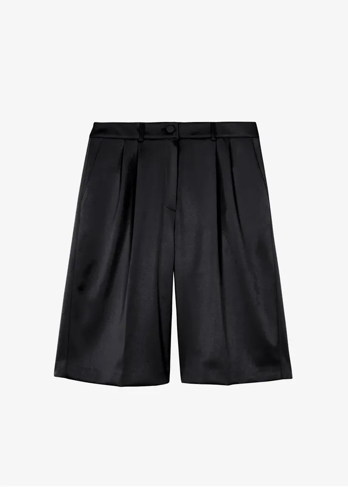 Women Vienna Satin Bermuda Shorts 8211 Black The Frankie Shop Bottoms