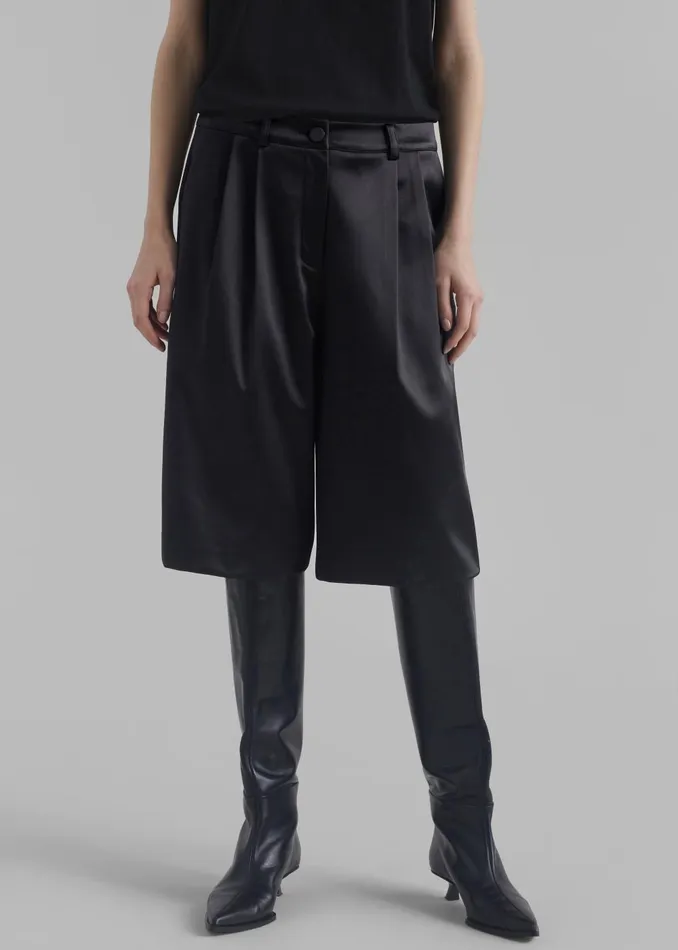 Women Vienna Satin Bermuda Shorts 8211 Black The Frankie Shop Bottoms