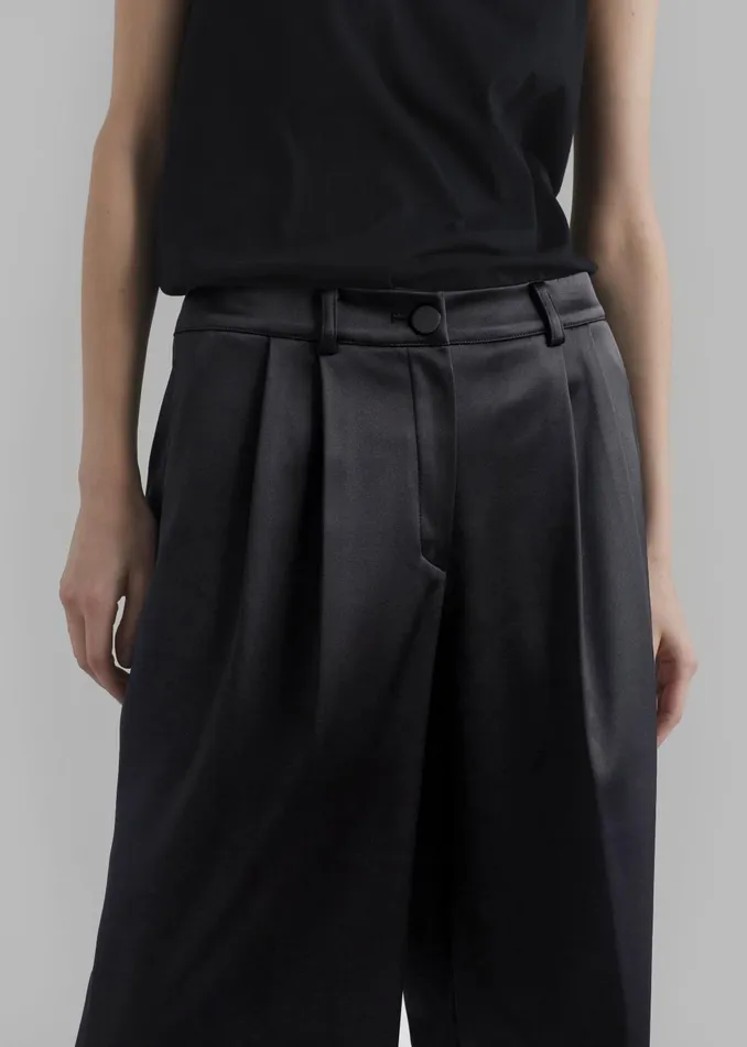 Women Vienna Satin Bermuda Shorts 8211 Black The Frankie Shop Bottoms