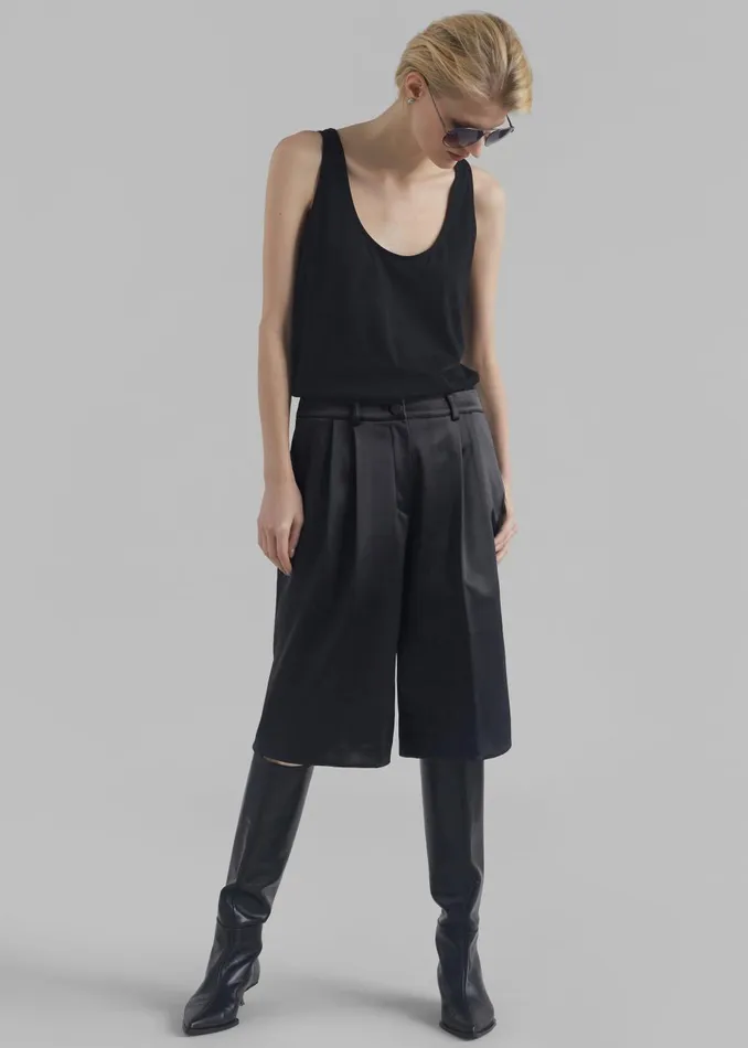 Women Vienna Satin Bermuda Shorts 8211 Black The Frankie Shop Bottoms